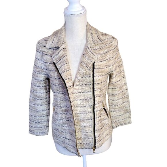 Lucky Brand Moto Jacket Beige Boucle Size Small - Picture 4 of 11